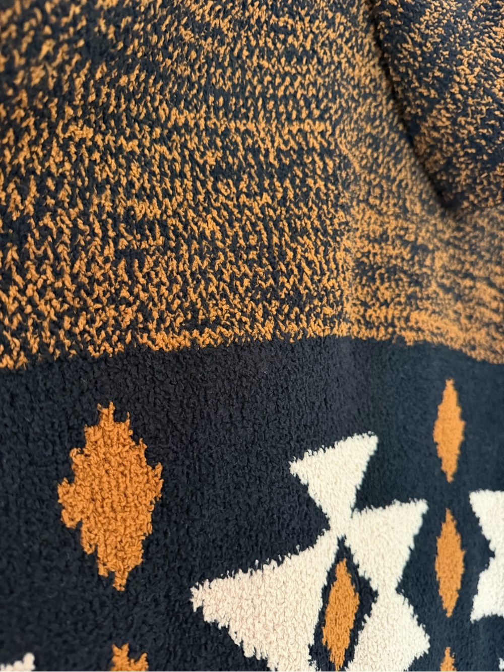Kashwere Batwing Cropped Aztec Hooded Jacket NWT Black/Chestnut/Wheat O/S - Picture 8 of 8